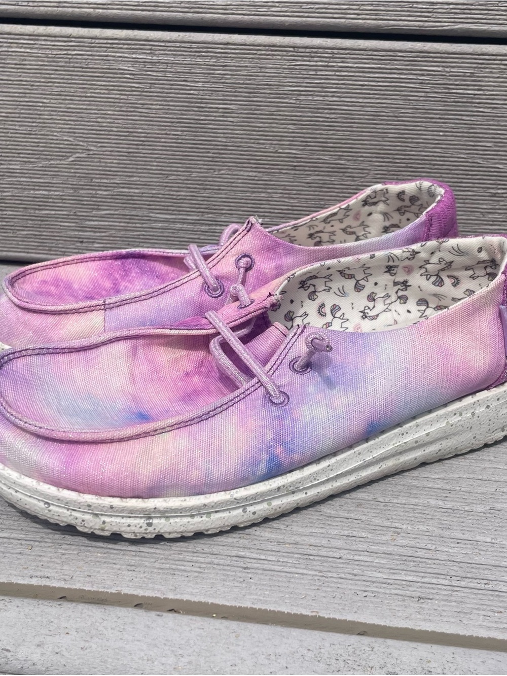 Hey Dude Wendy Youth Shoes Dreamer Unicorn Pastel Galaxy Girls sz 4 - Picture 2 of 4